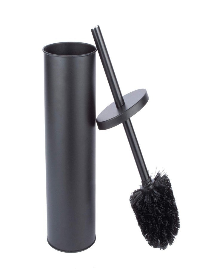 JS Jackson Supplies Sleek Toilet Brush and Holder with Metal Handle - Matte Black - Image 1